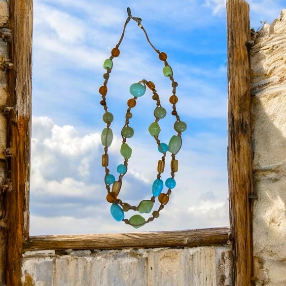 Multicolor Glass Beaded Coastal Bohemian Necklace - Picture 1 of 1